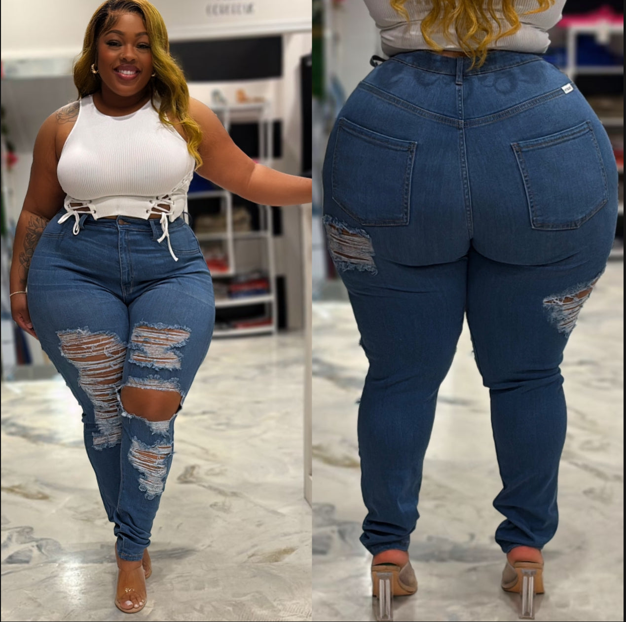 April Distressed skinny Jeans