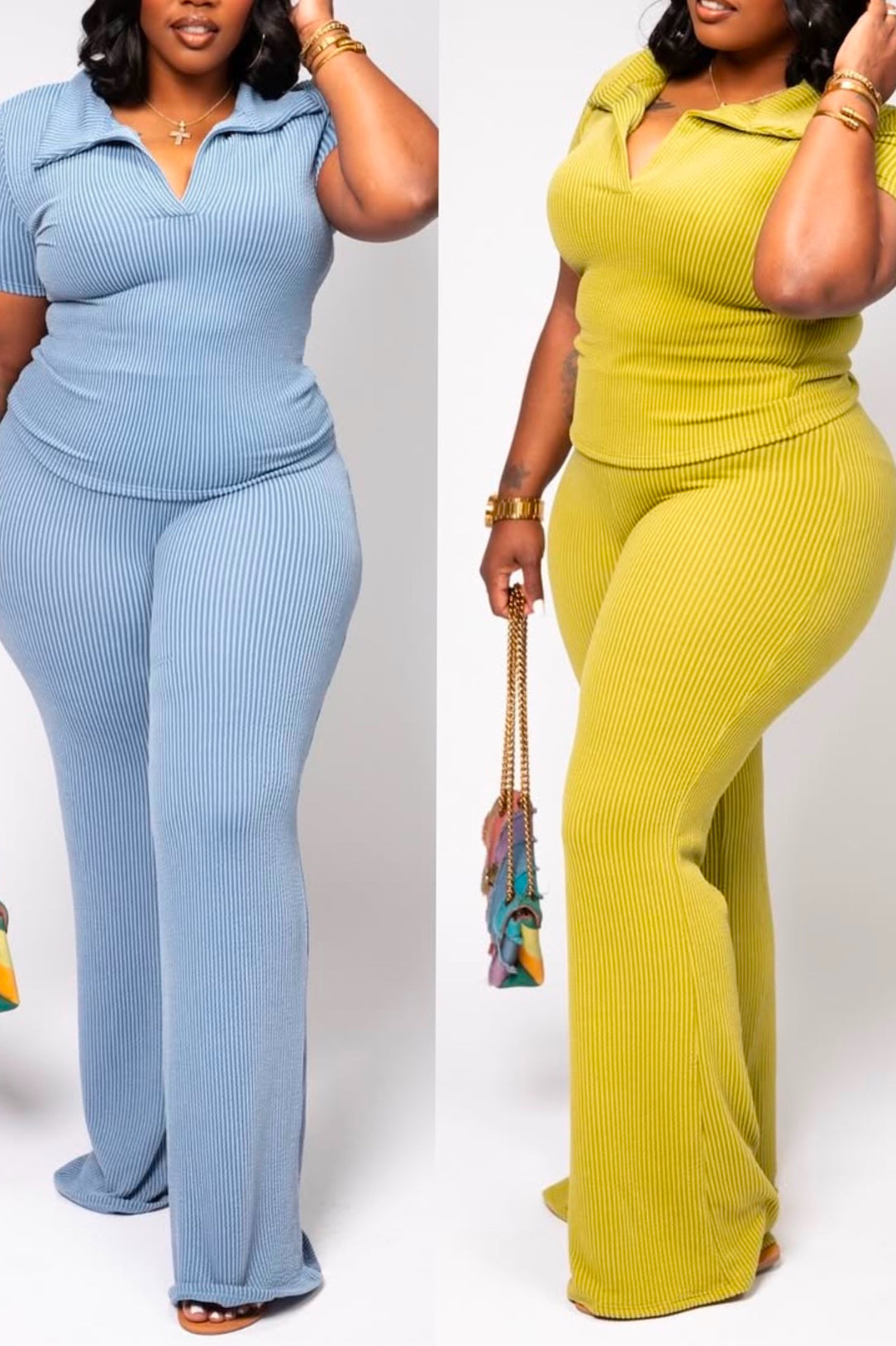 Journee V-Neck pants Set