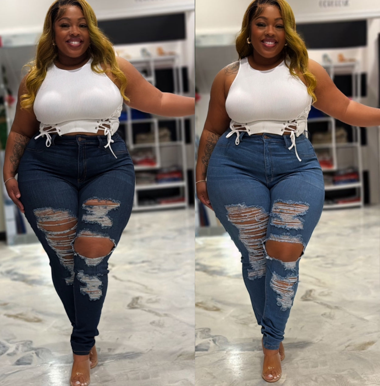 April Distressed skinny Jeans